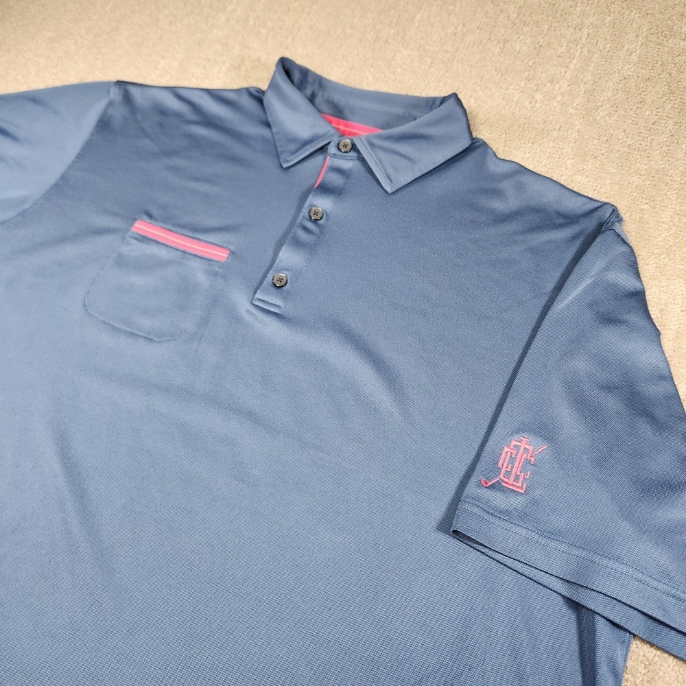 FootJoy Polo‎ Shirt Men 2XL Performance Lisle Mesh Blue Quick Dry Golf Stretch